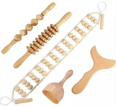 Houten massageroler en gua sha cup
