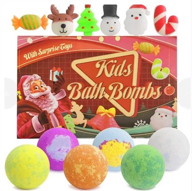 Kerstbadbommen met verrassende squishies speelgoed van binnen